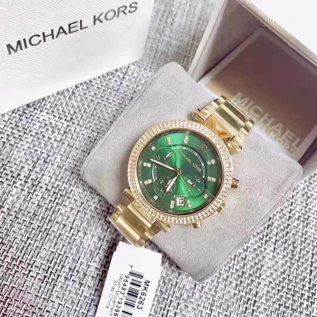 Michael Kors PARKER CHRONOGRAPH GREEN DIAL GOLD LADIES WATCH MK6263_0 Michael Kors PARKER CHRONOGRAPH GREEN DIAL GOLD LADIES WATCH MK6263