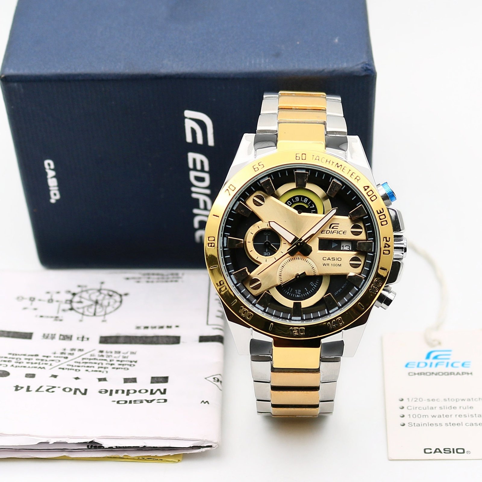 Casio Edifice Chronograph Black Dial Gold Metal Men's Watch Efr_0 Casio Edifice Chronograph Black Dial Gold Metal Men's Watch Efr