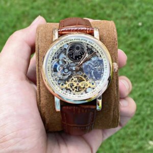 Patek Philippe skeleton automatic leather belt watch