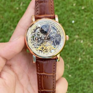 Patek Philippe skeleton automatic leather belt watch