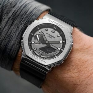 G-SHOCK Silver Dial Black Resin Strap Analog-Digital Watch - For Men G1159 (GM-2100-1ADR)