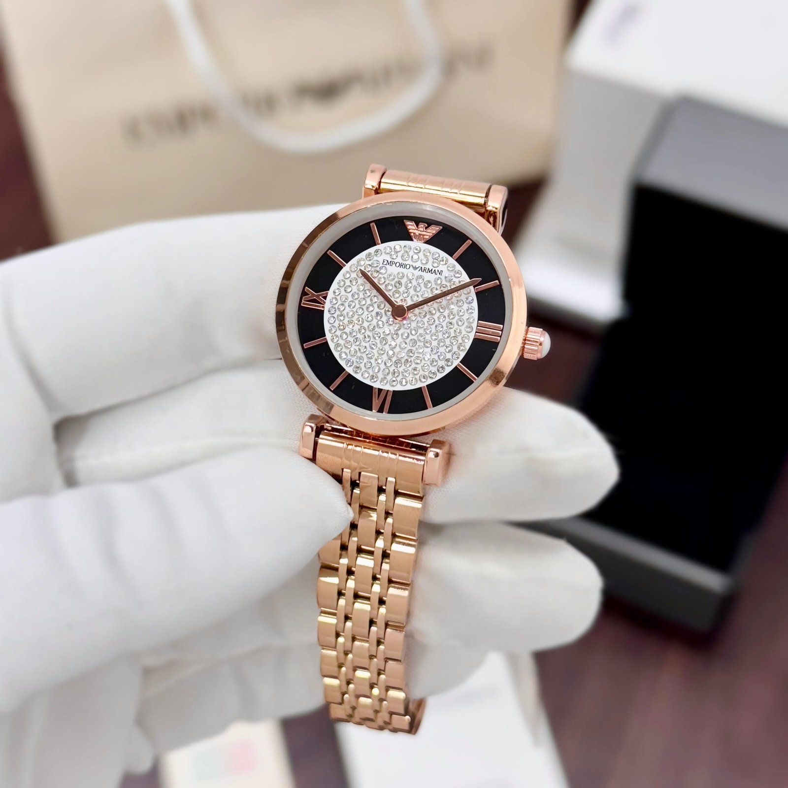 stainless steel rose gold watch Featuring Diamond face in the middle dial_1 stainless steel rose gold watch Featuring Diamond face in the middle dial