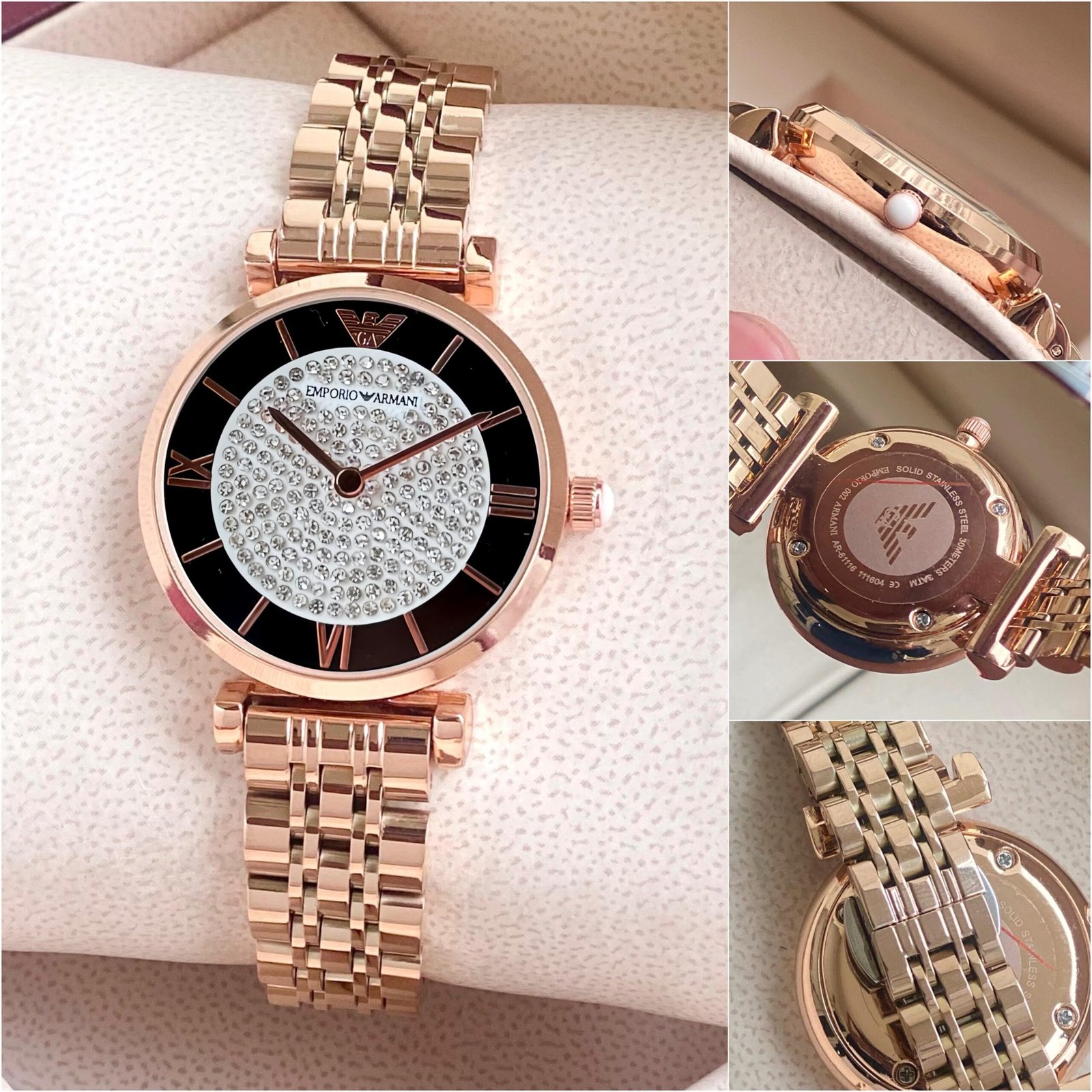 stainless steel rose gold watch Featuring Diamond face in the middle dial_0 stainless steel rose gold watch Featuring Diamond face in the middle dial