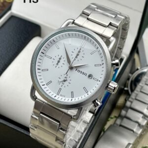 Men's Fossil New Commuter Collection | Silver Chronograph Watch | BrandFactoryPro